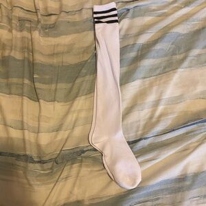 White Knee-High Socks with Black Stripes
